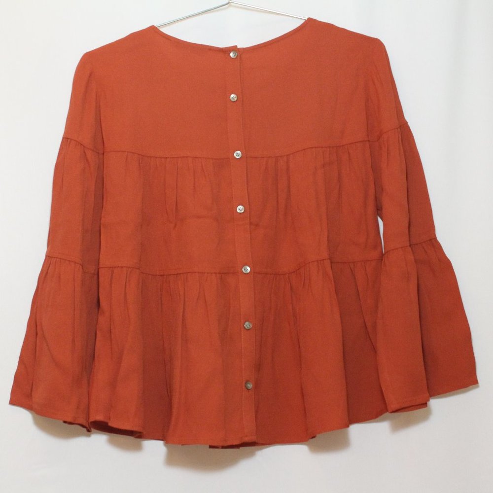 Madewell Women's Tiered Button Back Top Orange